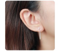 CZ With Chain Silver Stud Earring STS-4011